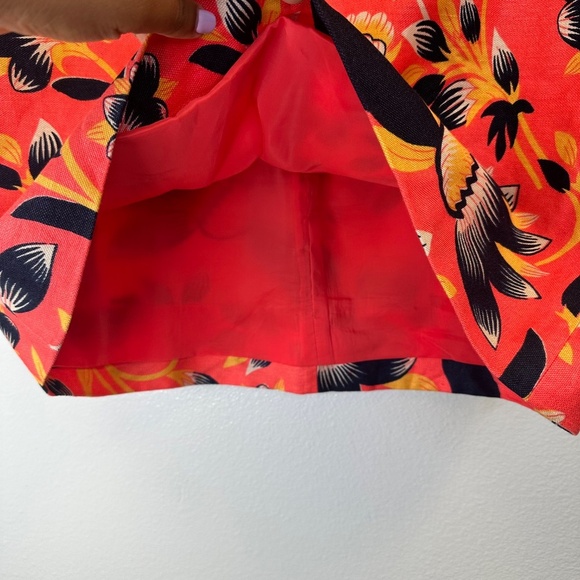J.Crew Orange Floral Print Linen Blend Skirt size 12 - Picture 3 of 6